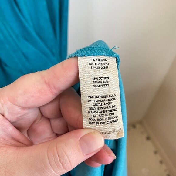 Soft Surroundings Gatsby Teal V-Neck Maxi Dress Lagenlook Artsy - Size Medium - Picture 7 of 9